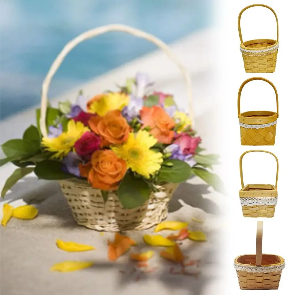 Durable Paper Rope Mini Flower Pot Woven Rabbit Ear Hanging Baskets Foldable MultiSize Vegetable Basket Home