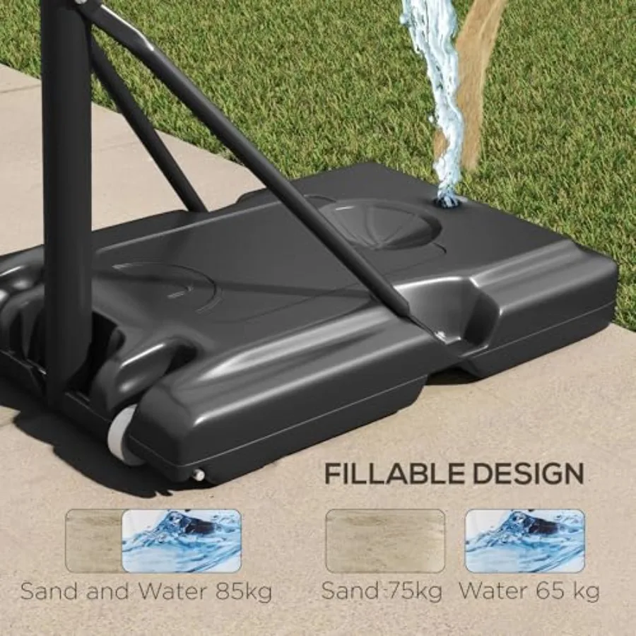 Portable Basketball Hoop with Height Adjustable from 7.7 to 10 Feet Featuring a 43Inch Shatterproof Backboard Integrated Wheels