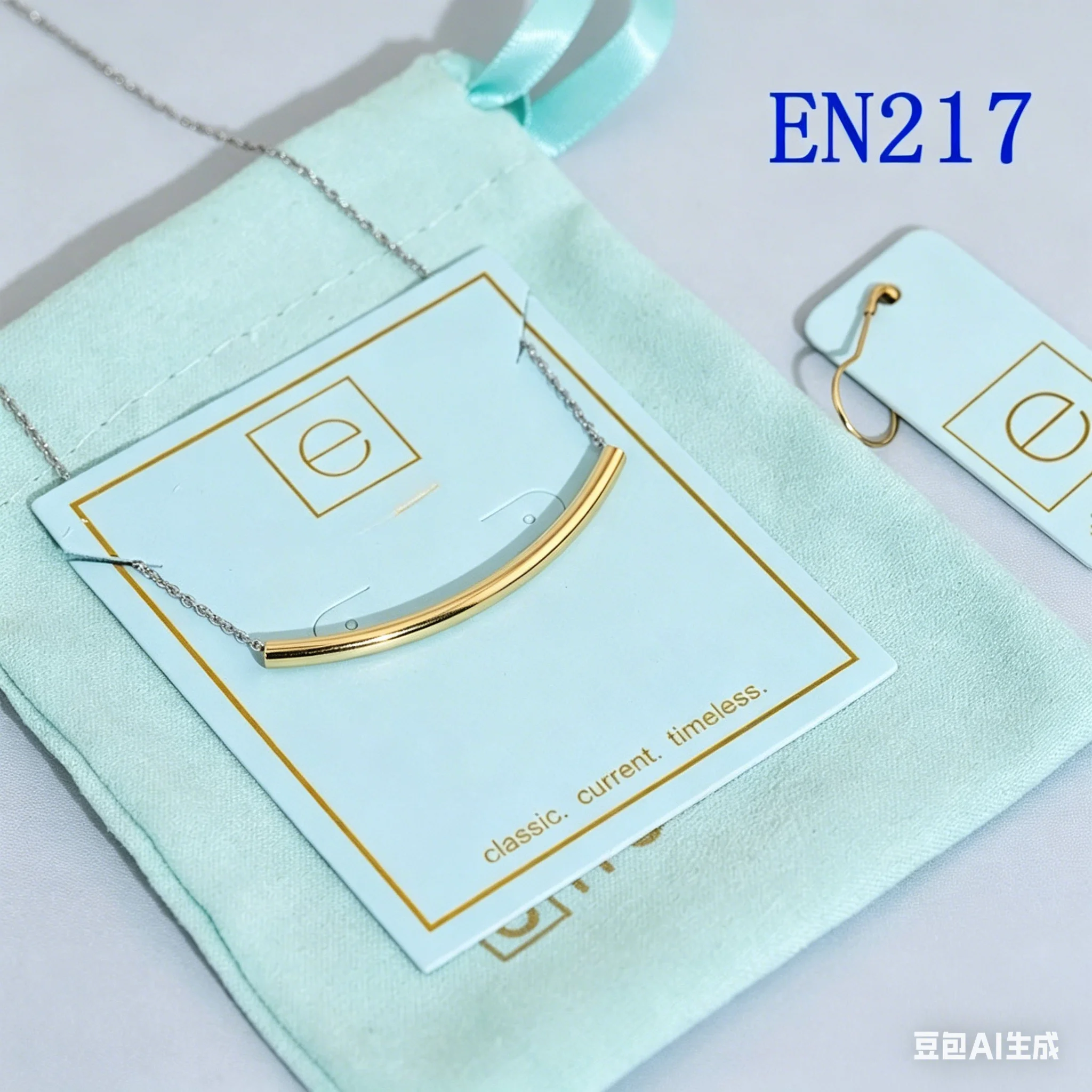 VKVVA Curved Tube Two-tone Pendant Necklace for Women Girl Fashion Jewelry Unique Birthday Gifts