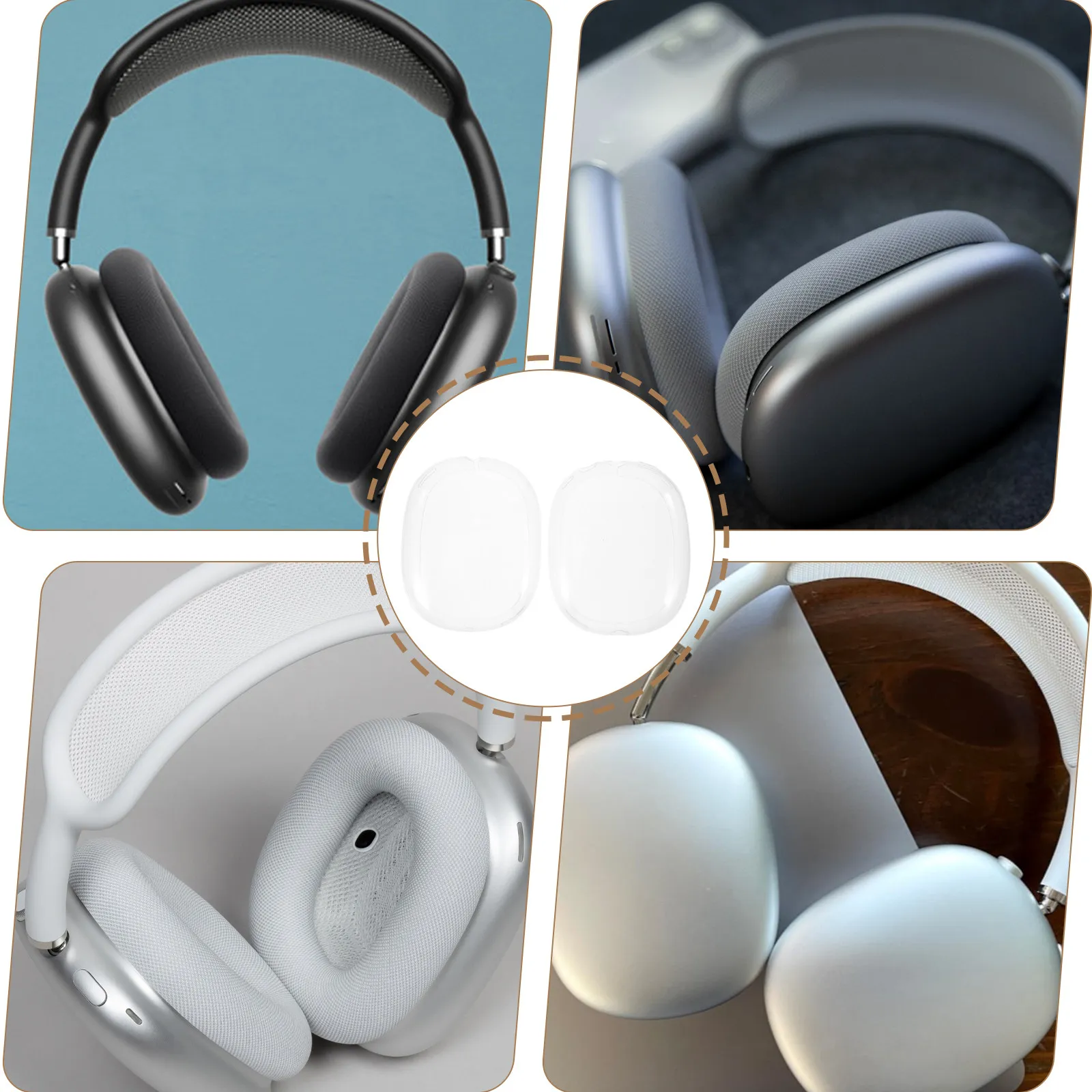 1Pair Soft Tpu Ear Pad Cover Compatible with AirPods Max Wireless Headphone Shell Non Slip Comfortable Fit Splash Resistant