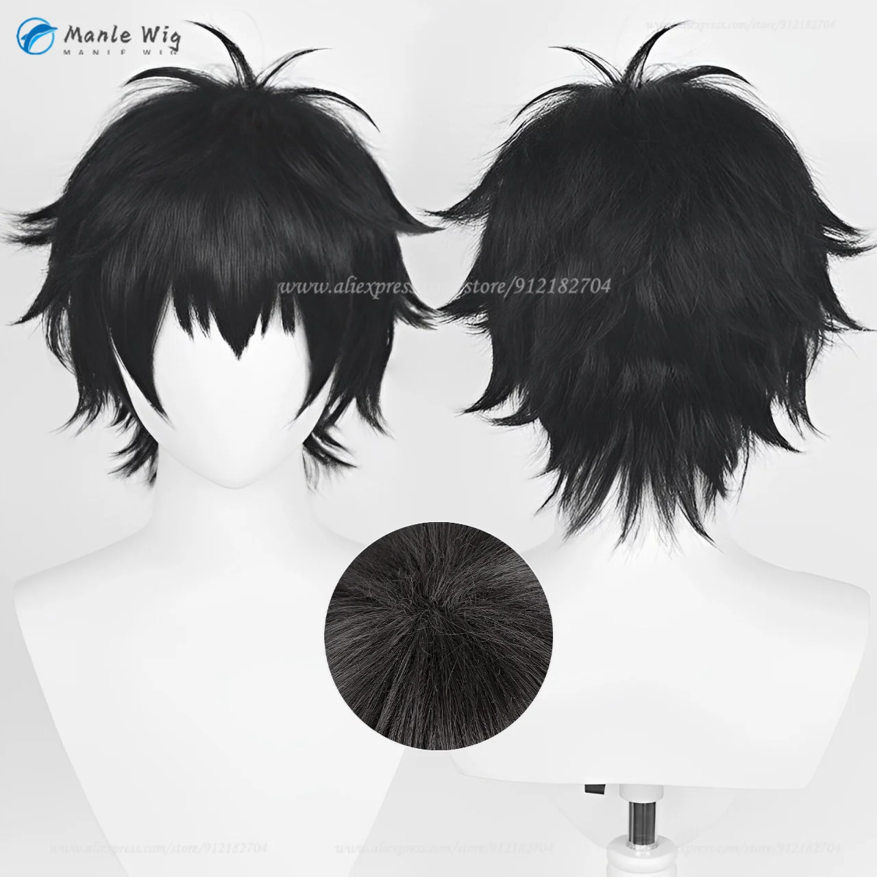 Anime Monkey D. Luffy Cosplay Wig Short Black Fluffy Wigs Heat Resistant Synthetic Hair Hallowen Party Wigs + Wig Cap