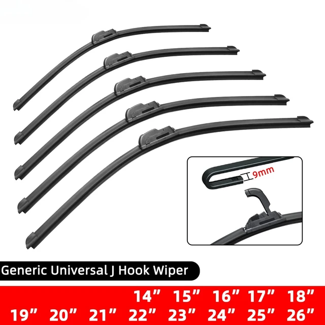 1 szt. Uniwersalne wycieraczki samochodowe z miękką gumą, bezszkieletowe, bezramkowe, z mocowaniem na hak, rozmiary 14" 16" 18" 19" 20" 21" 22" 24" 26"