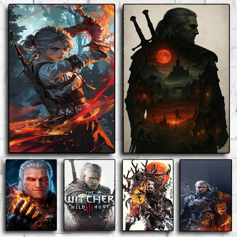 Anime The Witcher 3 Wild Hunt Classic Vintage Posters Decoracion Painting Wall Art White Kraft Paper Kawaii Room Decor