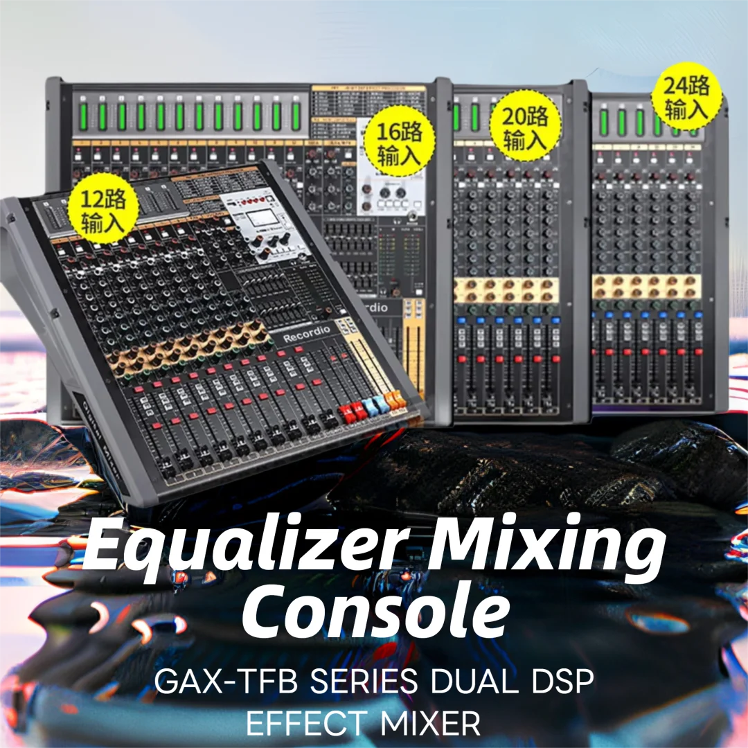 

Dual DSP Effect Mixer with Dual 7-Band Equalizer Mixing Console 48V Power Supply MP3 Sound Card and Bluetooth Recording Function
