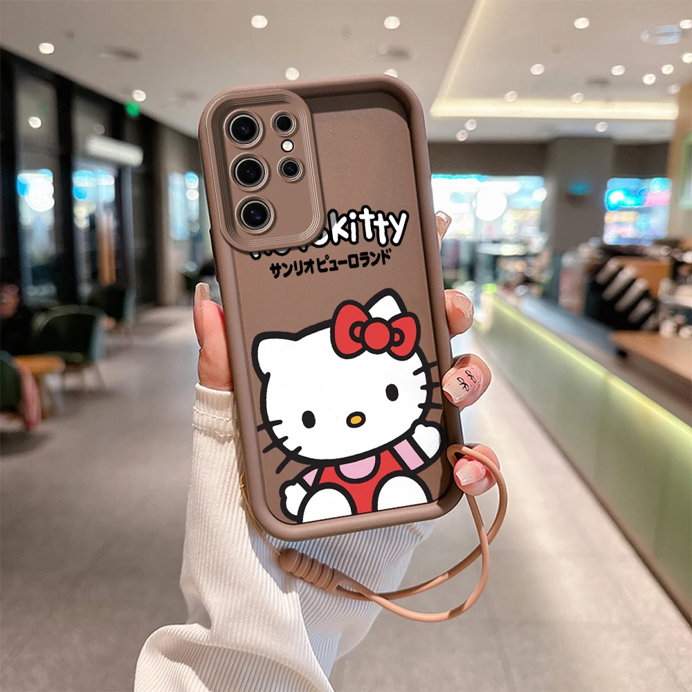 Cute Hello Kitty Red Apple Phone Case for OPPO A5 A7 A17 A38 A53 A54 A55 A58 A72 A74 A76 A78 A94 A98 4G 5G Cover With Hand Strap image 6