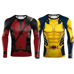 MINISO Wolverine Deadpool Costume Camicie a compressione Uomo 3D stampato Cosplay Film Supereroe Manica lunga Zentai Fitness Tees Top