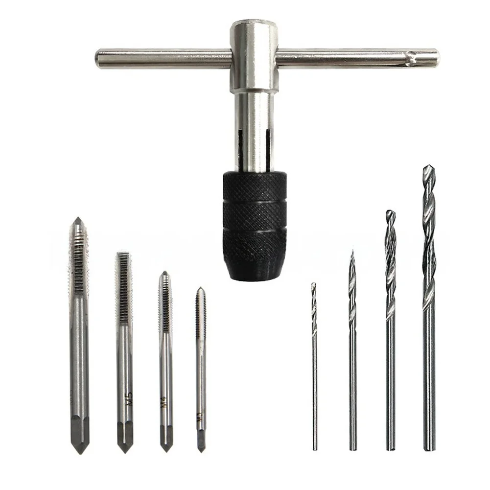 FOR m3 FOR FOR m5 FOR m6 FOR m8 Tap Wrench Kit 11 Piece with T Shaped Handle and 4 Twist Drills for Accurate Thread Creation