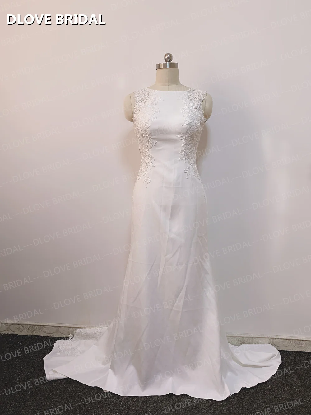 Vestido de novia de sirena con apliques de encaje único, vestido de novia sin espalda, hecho a medida de fábrica