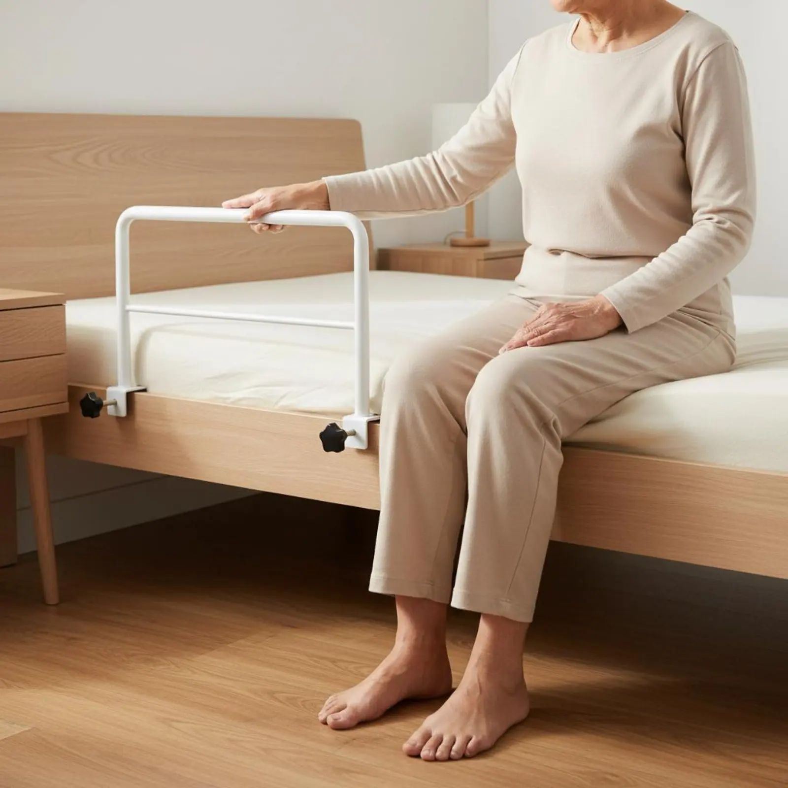 Barra de Asistencia para Cama sin Herramientas, de Alta Capacidad de Carga, Barra de Apoyo para Cabecera, Barandilla de Cama con Abrazadera, de Acero al Carbono, Ayuda para la Movilidad