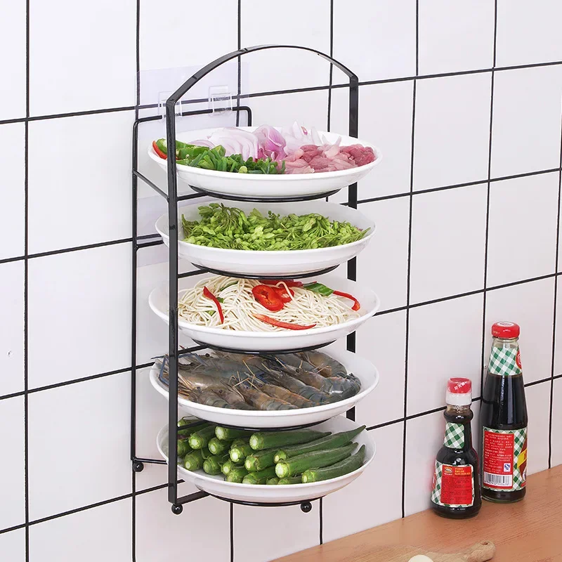 Kitchen No-Punch Portable Prep Rack Storage Rack Side Dish Rack Metal Tray Shelf Top Product Household Storage Free shipping