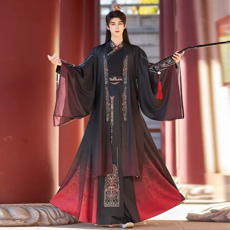 

Hanfu[Song in the clouds]Wei Jin Style Cross-Collar Waist-Length Ancient Costume for Men and Women CP Xianxia Cosplay Li Wanghuo