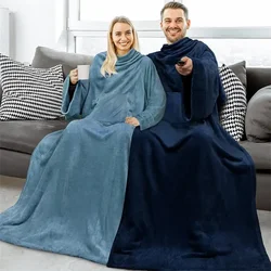 Comfortable Large Pocket Multifunctional Wearable Lazy Sleeve Blanket TV TV Blanket Anti-static Flannel Blanket