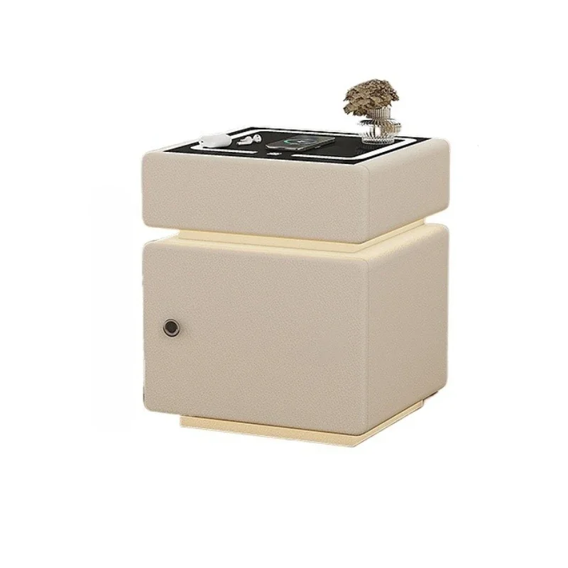 Knob Bedroom Nightstand Modern Light White Storage Nightstand Cabinet Smart Mesita De Noche Dormitorio Living Room Furniture view 6