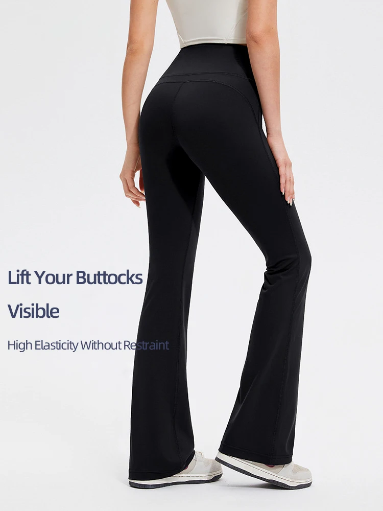 Damskie spodnie dzwony, wyszczuplające, z wysokim stanem, jednolite, seksowne spodnie typu shark flare, modne, codzienne, streetwearowe, elastyczne, modelujące pośladki, obcisłe legginsy do jogi.