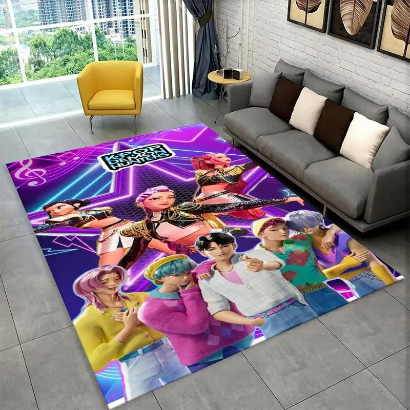 KPop D-Demon H-Hunters S-Saja Cartoon Non-Slip Area Rug for Living Room Bedroom Playroom,Carpet Floor Mat for Home Decor Holiday