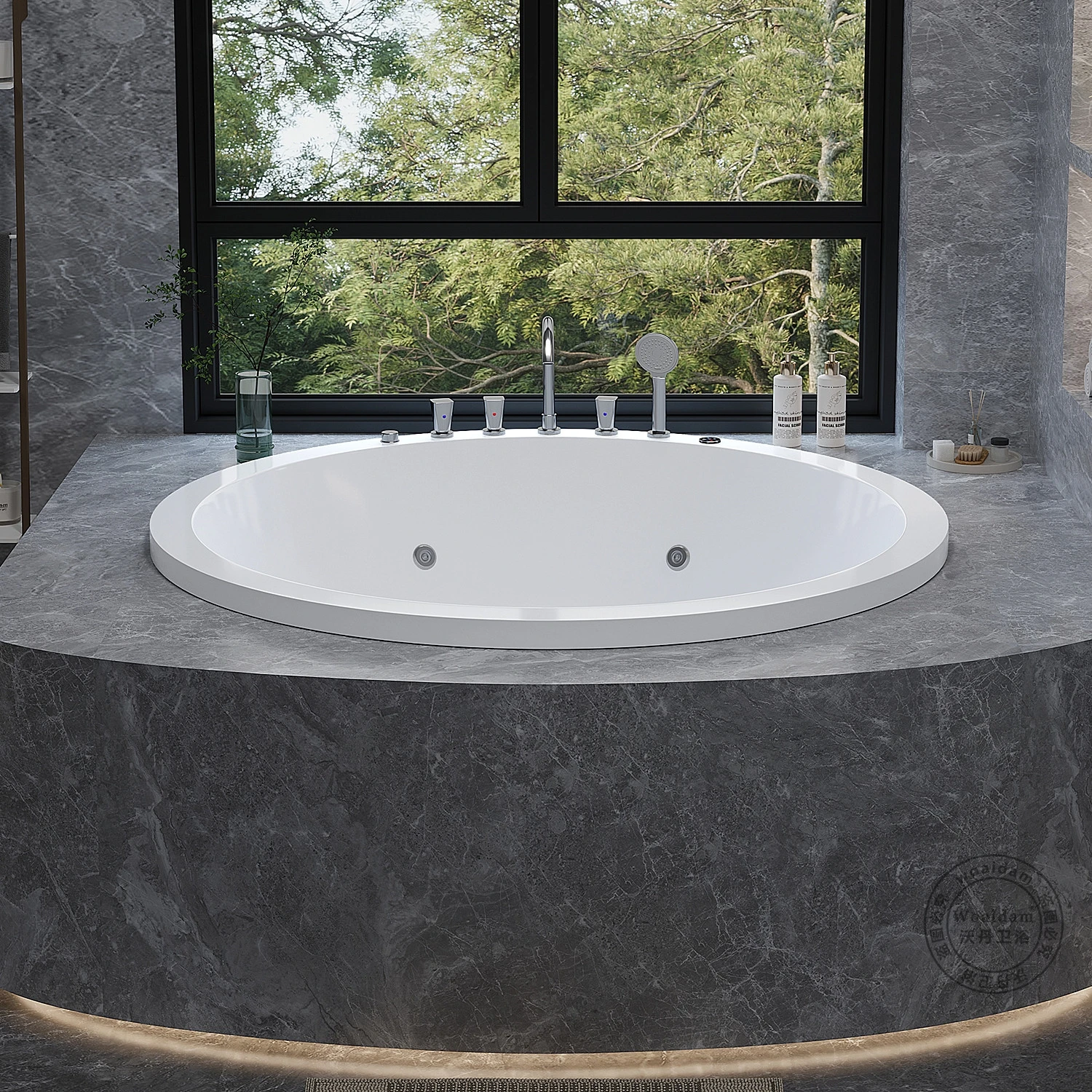 Recessed bathtub round acrylic wide edge adult double surf massage hotel homestay large space bath basin