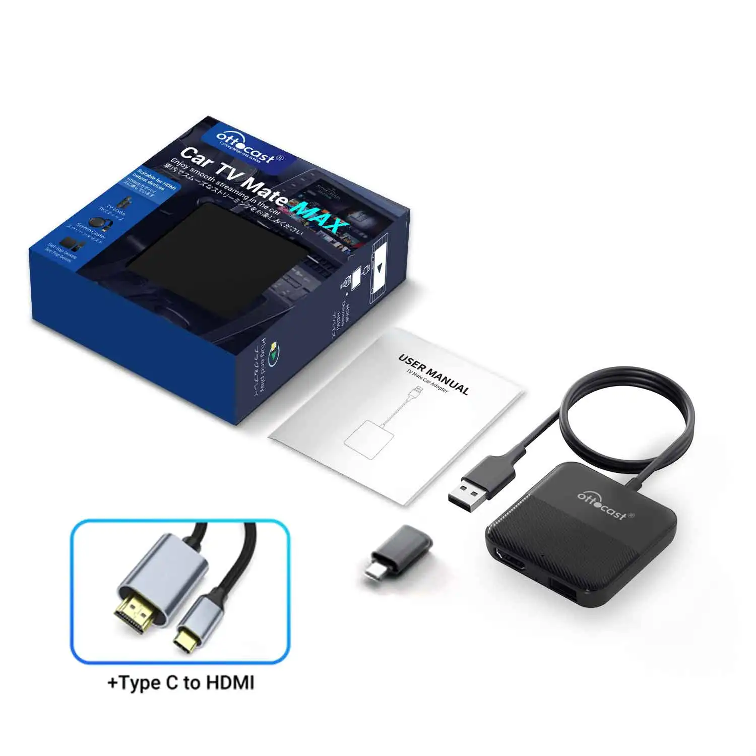OTTOCAST Express Wireless CarPlay Android Auto Adapter for HDMI