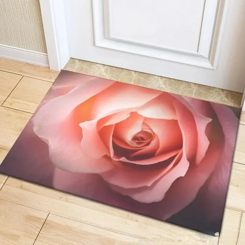 Butterfly rose flower print carpet home decoration corridor bedroom entrance entrance foot mat bathroom absorbent floor mat