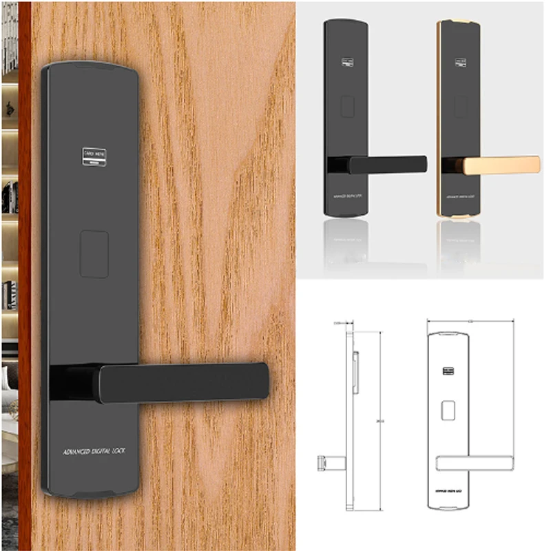 Materiale in lega di alluminio Fechadura Inteligente Electric Hotel Door Lock Card System RFID hotel lock digital hotel lock software