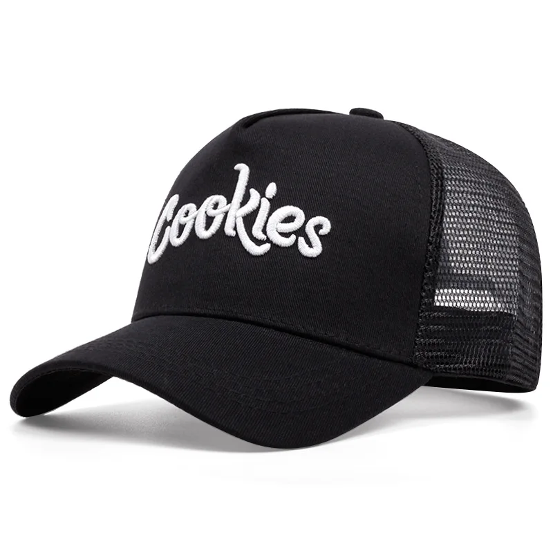 H Baseball cap COOKIES Embroidered Hat Outdoor Sports Mesh Cap Summer Shade Breathable Mesh Cap