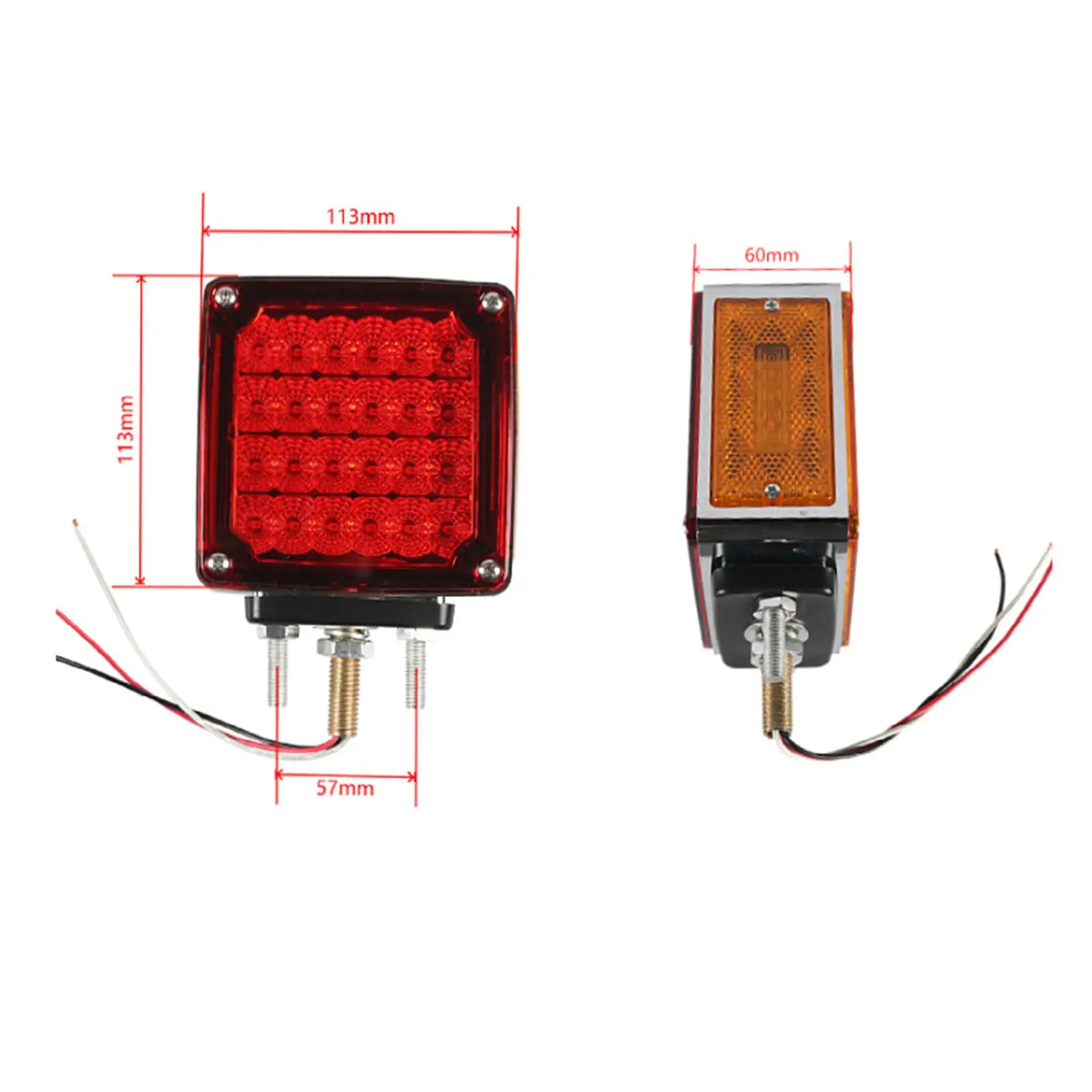 Lumières LED carrées sur piédestal, accessoire pour remorque et camion, 2 pièces