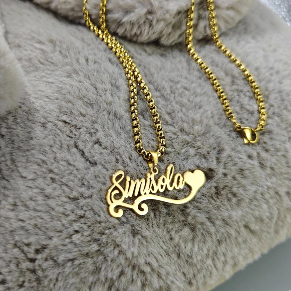 Personalized Love Customized Name Necklace, Multiple Fonts Stainless Steel Metal Women's Jewelry, Gift Box Packaging, Party Gift