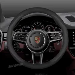 Car Logo Steering Wheel Cover For Porsche Cayenne Panamera Macan Taycan 718 911 997 987 Boxste Automotive Interior Accessories