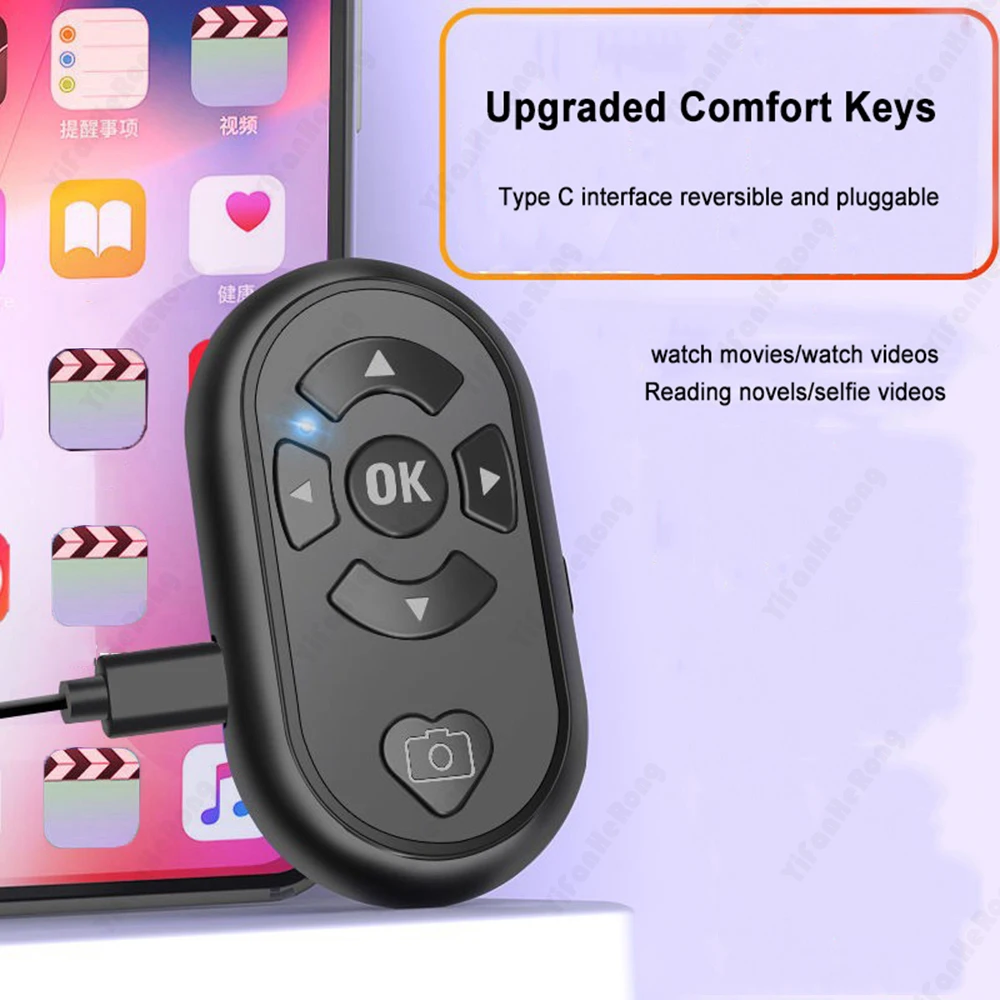 Wireless Portable Remote Control Bluetooth-compatible Selfie Device Plug And Play Type C Charging For Android And IOS Tiktok