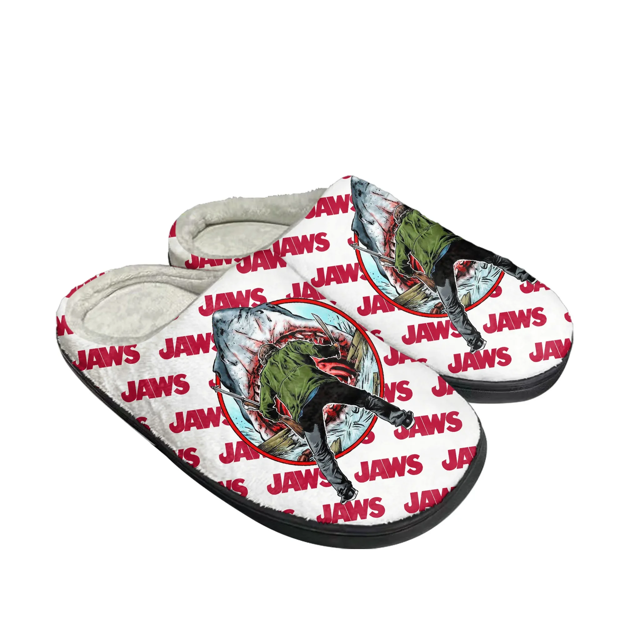 Jaws Movie Shark Home Cotton Slippers Men Women Plush Bedroom Casual Keep Warm Shoes Thermal Indoor Slipper Custom Shoe