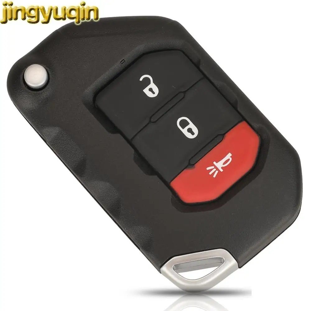 Jingyuqin 2/3/4 Buttons Flip Remote Car Key Fob Shell For Jeep Wrangler Rubicon Sahara JK JL 2018 SIP22 Blade