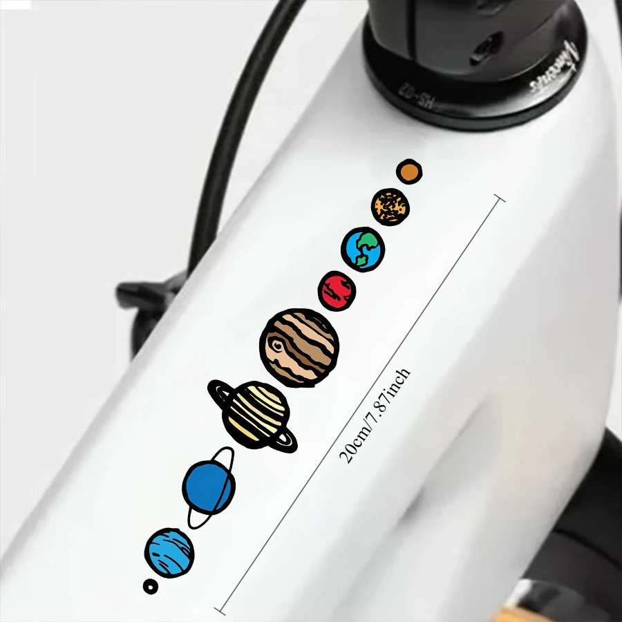 1Pc Cute Cartoon Solar System Planet Bike Frame Sticker for Cycling Enthusiast Decor