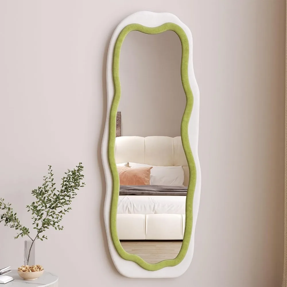 Specchio per tutto il corpo, specchio da parete con cornice in legno avvolta con flangia, specchio da pavimento adatto per spogliatoio/camera da letto/soggiorno