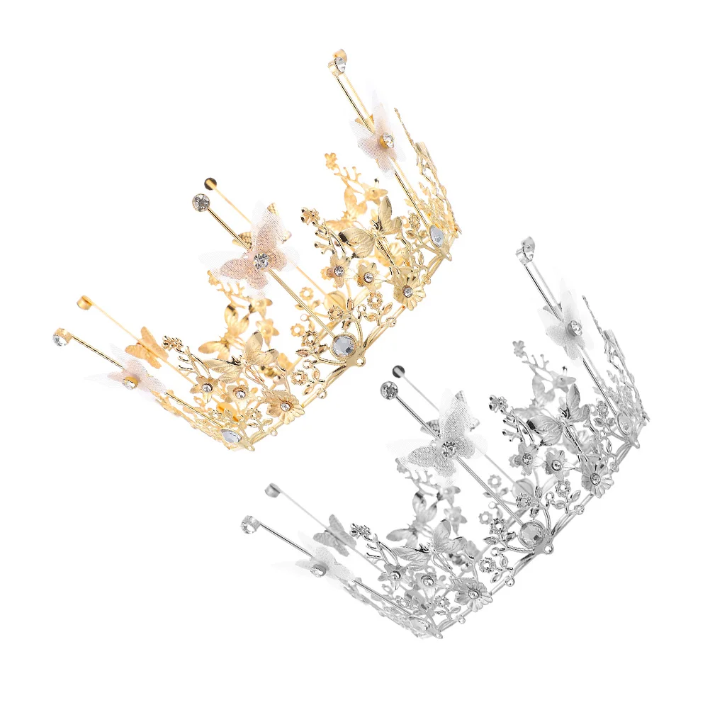 2Pcs Crown Cake Topper Decorative Tiaras for Girls Special Occasions Banquet Prom Photography Props Cake Crown