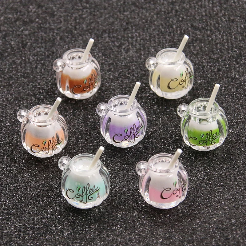 10Pcs 16*22mm 7 Color Coffee Cup Resin Earring Charms Diy Findings 3D Phone Keychain Bracelets Pendant For Jewelry Making