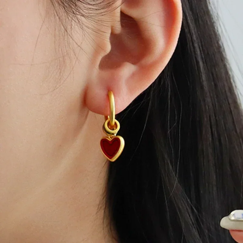 Fashion Jewelry Several Wearing Methos Multiple colors Enamle Heart Dangle Earrings For Women Female Gifts 2024 Trend New