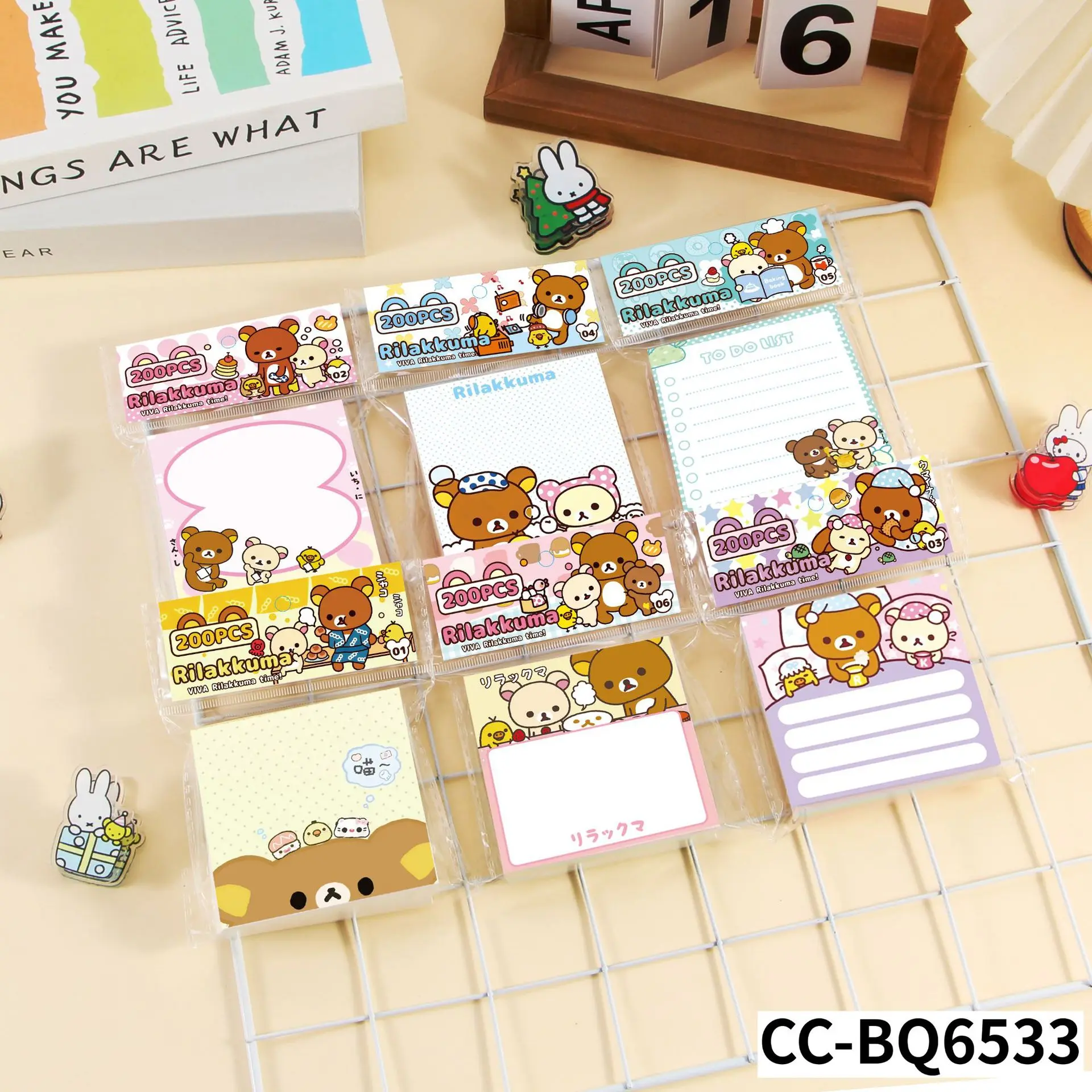 1200 Sheets Rilakkuma Sticky Notes Cute Bear Portable Pocket Memo Pad Easy Tear Daily Reminder Office Home To Do List