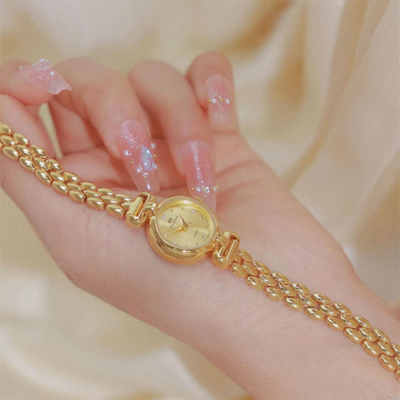 Orologi classici eleganti da donna Minimalista retrò oro argento piccola catena quadrante circolare orologio da polso al quarzo da donna regali