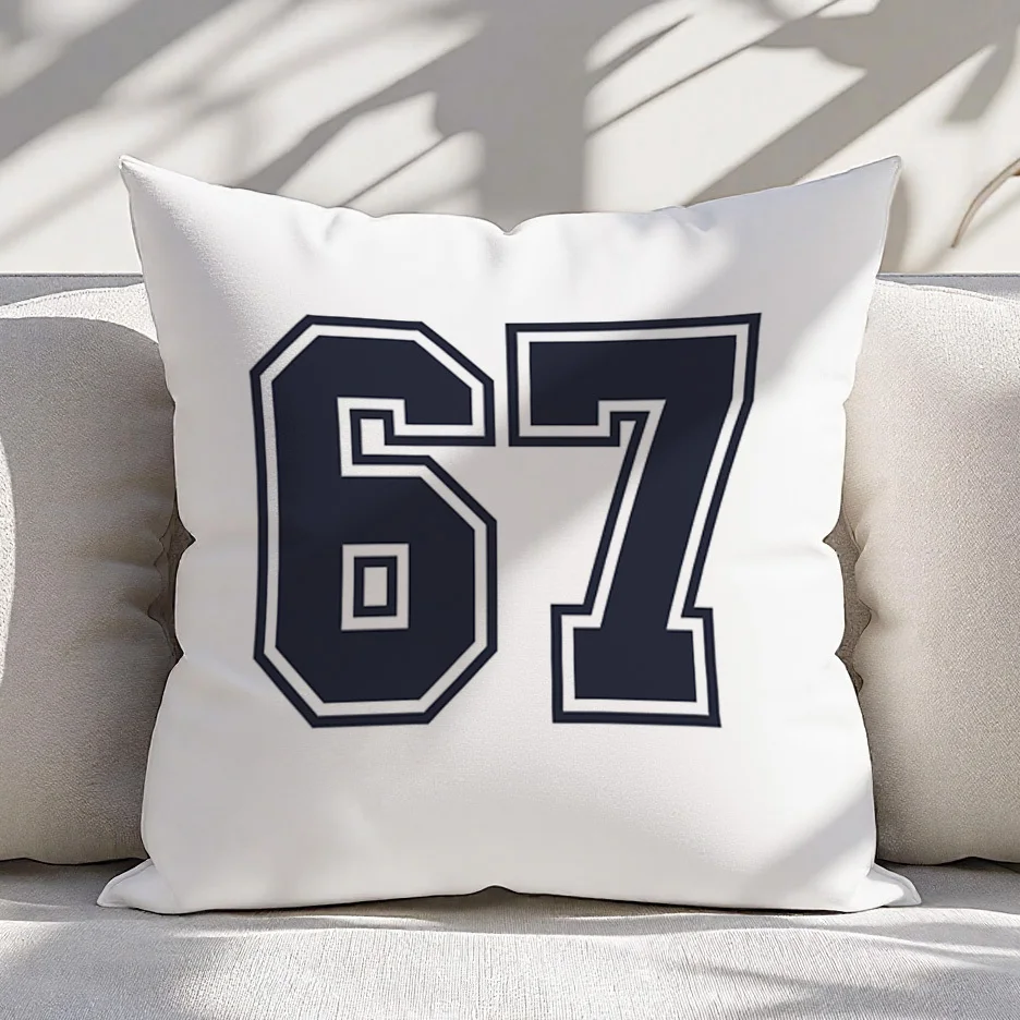 1pc Number 67 Sports Vintage Pillow Cover for Sofa Bed, Decorative Pillowcase (No Insert)