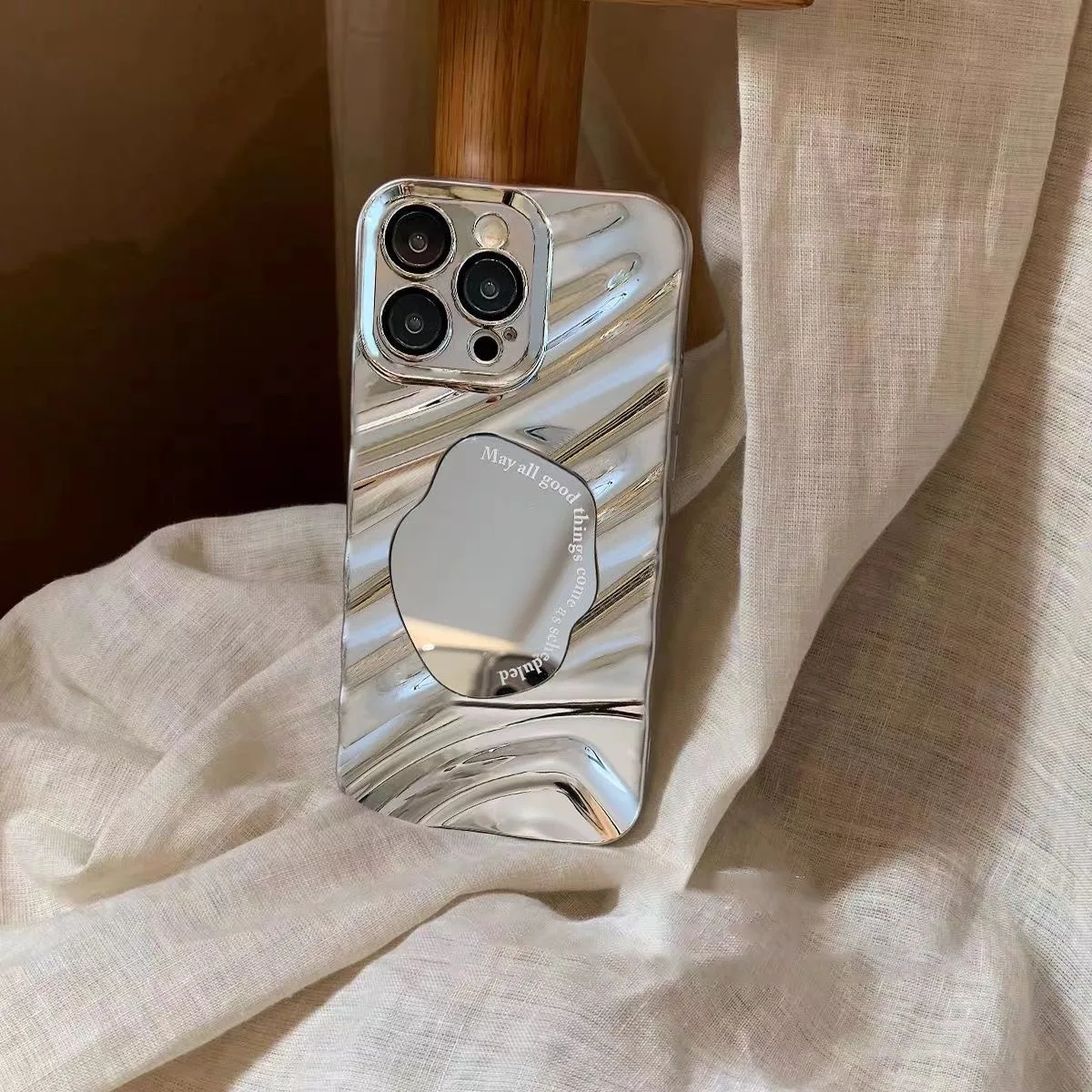 الفاخرة تصفيح مرآة متموجة قضية الهاتف آيفون 17 برو ماكس 16 15 14 13 12 11 الهواء لينة للصدمات غطاء الوفير