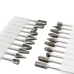 Tungsten Carbide Burrs Set 6mm Shank Double Cut Solid Power Tools Rotary Files Bits for Die Grinder Metal Wood Cutter Milling