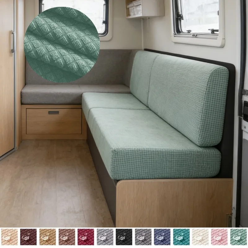 2-teiliges Set Langlebige Wohnmobil-Sitzkissenbezüge Elastische Sofabezüge Einfarbige Sitzbezüge Bank-Rückenlehnenbezug für Wohnzimmer