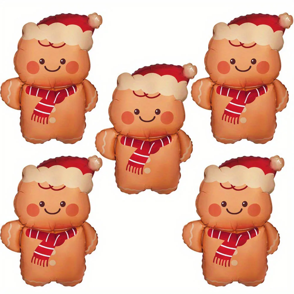 5/10 Stück Weihnachtsballons aus Aluminiumfolie, Weihnachtsmütze, Lebkuchenmann-Thema, Weihnachtsfeier, Dekoration, Luftballons, Geschenke