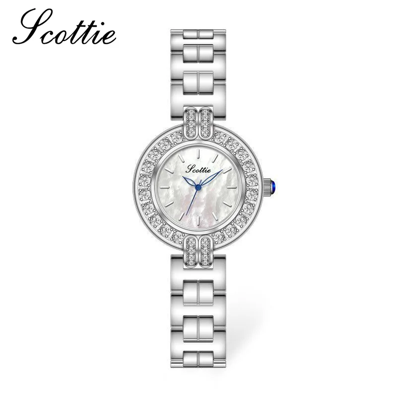 Scottie Women Quartz Watch Luxury Diamond Classic Roman Numerals Gold Stainless Steel Band Orologio Watches Ladies Wristwatch