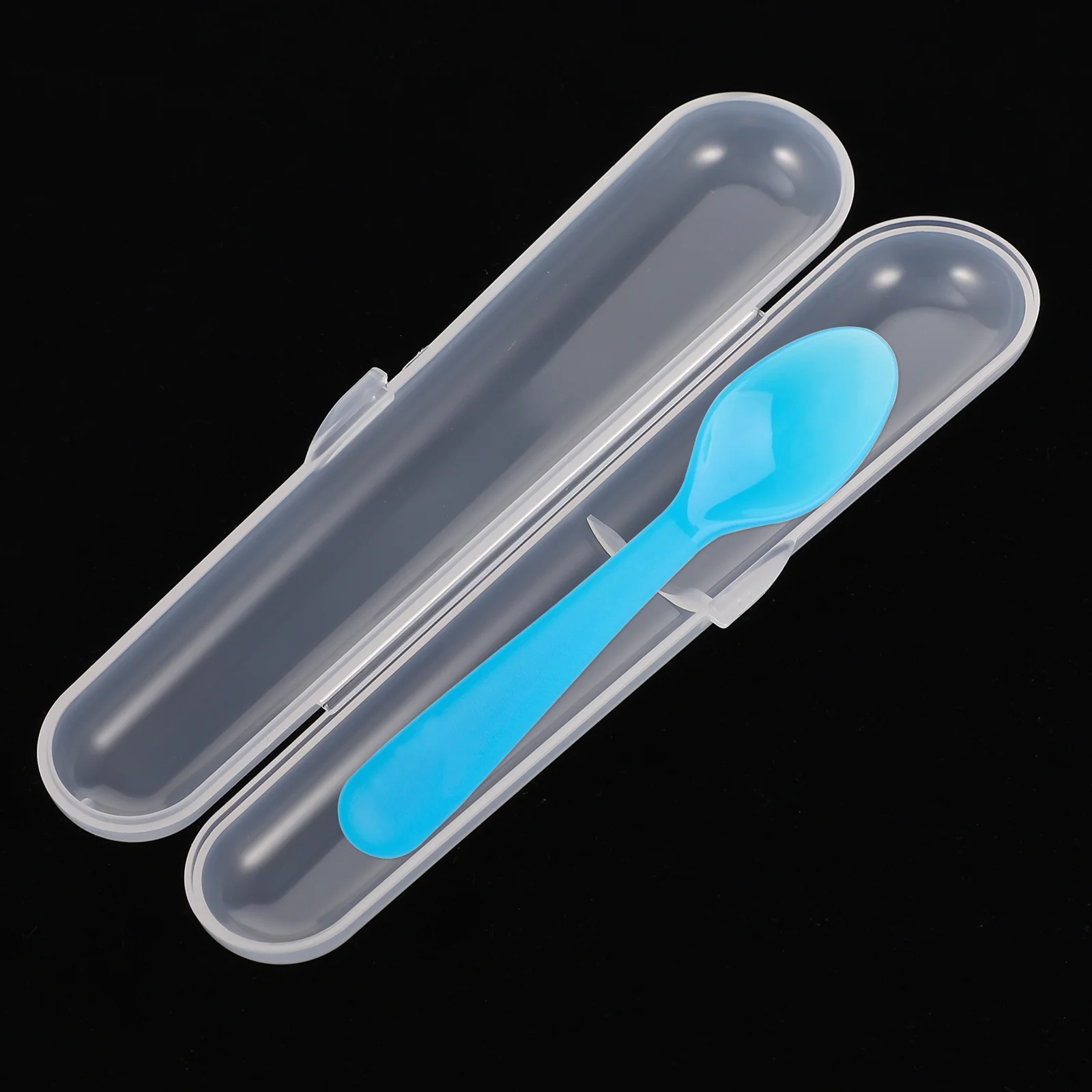 

6Pcs Spoon and Fork Case Silicone Feeding Set Portable Storage Box for Diaper Bag Stroller Safe and Reusable