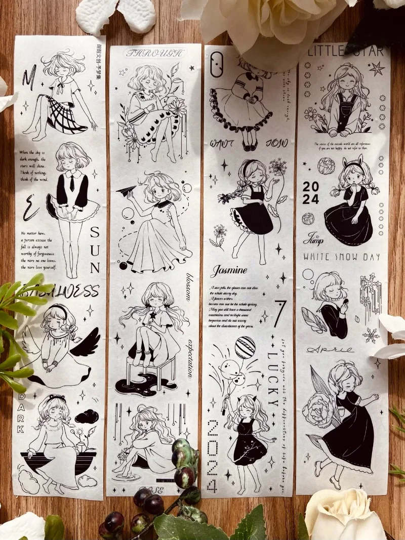 

Vintage Lovely Girl Die Cut Washi PET Tapes Craft Supplies DIY Scrapbooking Card Making Decor Plan Sticker