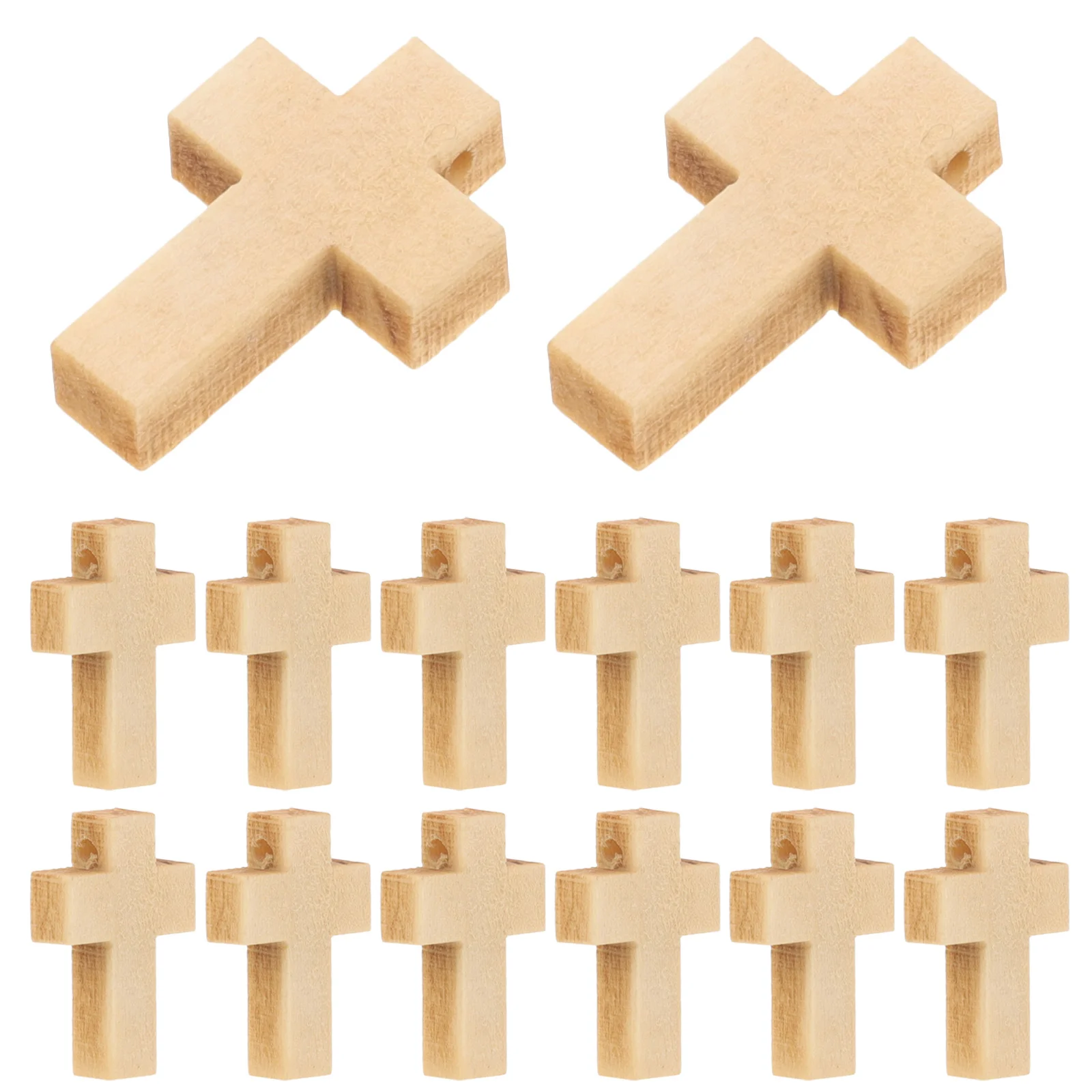 50 PC Necklace Pendants Jewelry Small Wood Color Wooden Dyed Polished Retro Cross