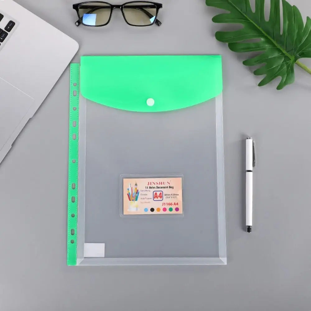 Loose Leaf A4 Expandable Binder Pocket Transparent 11 Holes Binder Cash Envelopes Colorful Simple Binder Punched Pockets