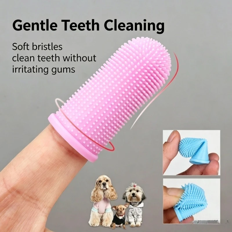 Pet Silicone Soft Rubber Finger Cots Toothbrush Oral Cleaning Cat and Dog Finger Cots Toothbrush Anti Tooth Decay Brushing Tool
