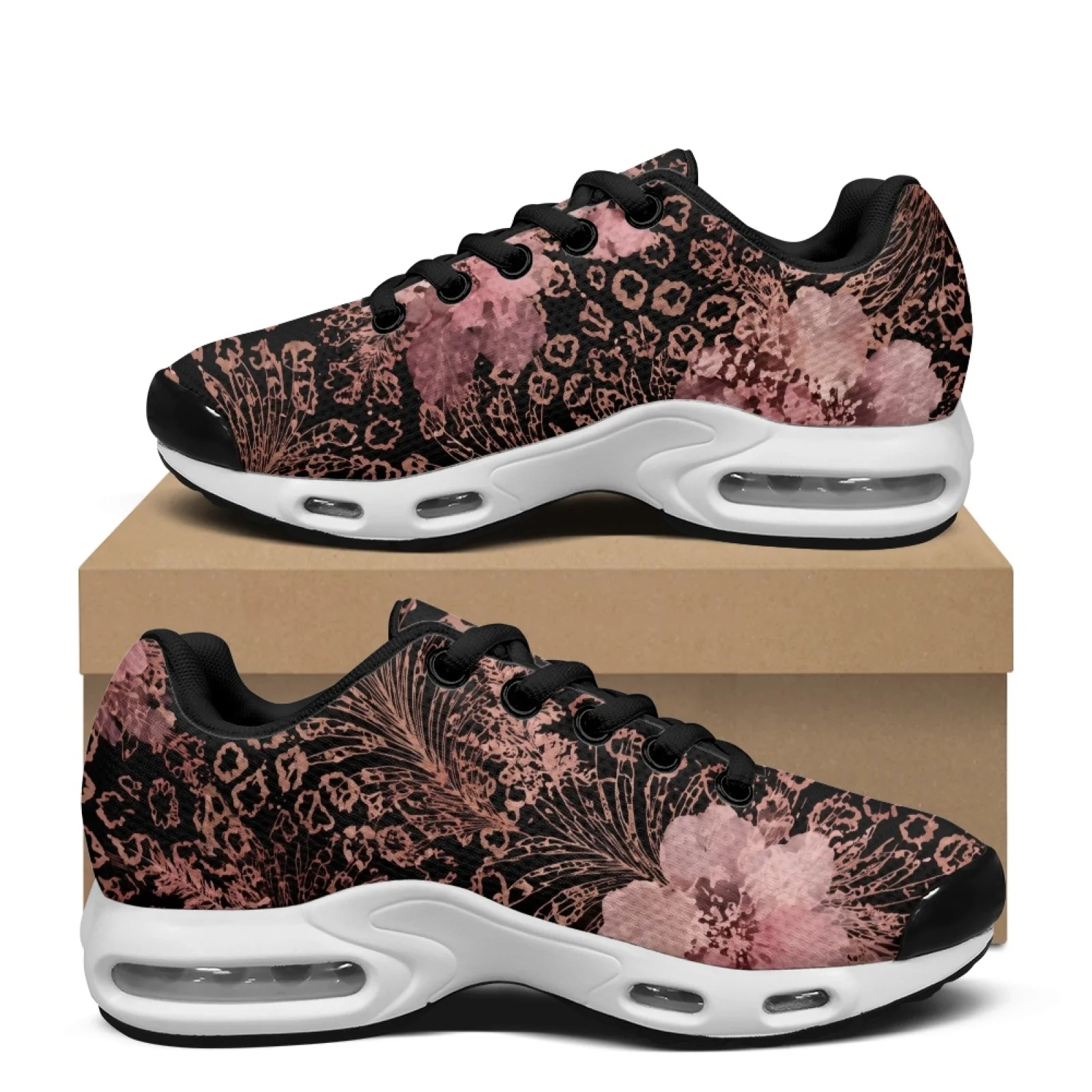 PENSTROLL Leopard Floral Print Cross Trainers Shoes Walking Shoes for Men Fashion Work Sneakers