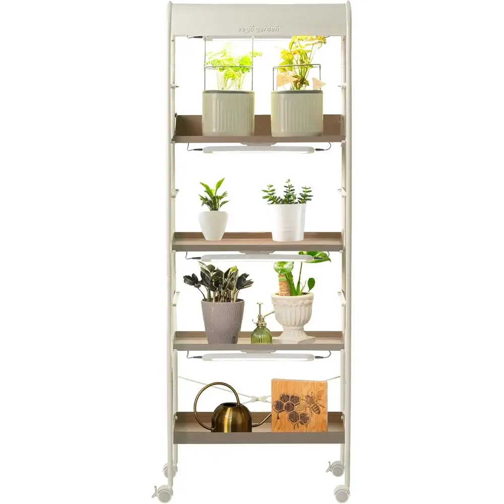 

4-Tier Indoor Metal Plant Stand with Full Spectrum LED Light for Growing Herbs, Fruits, and Microgreens